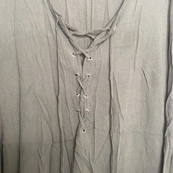 Kendall + Kylie Green Long Sleeve Lace Up Dress Medium - Picture 5 of 7